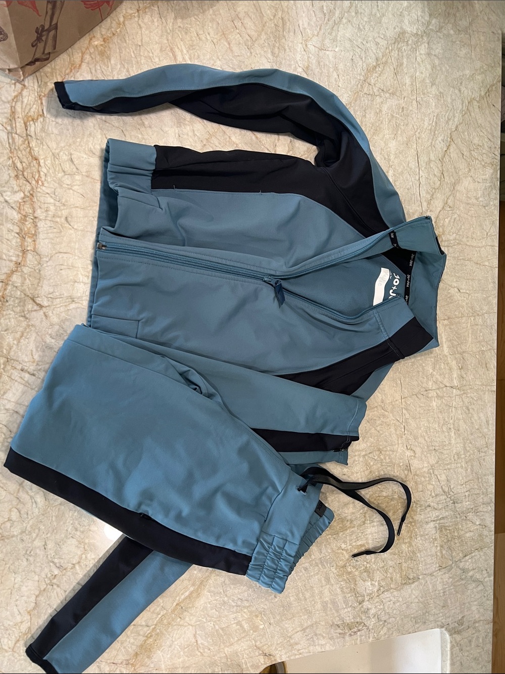 Kids Blue & Black Bomber Jacket and Jogger Set